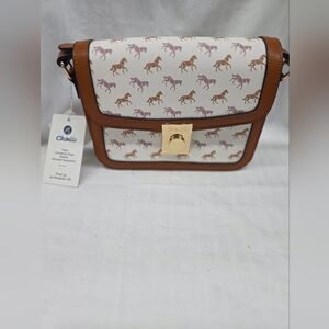 Brown & White Horse-Print Crossbody Bag